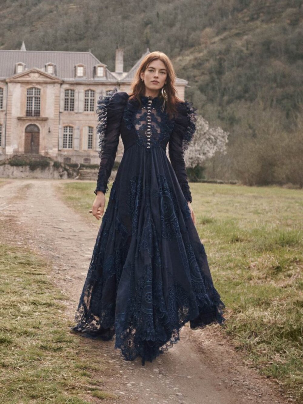 Zimmermann Celestial Doily Navy Blue Gown
